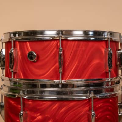 Vintage Mica-Sonic MIJ Red Satin Flame Drum Set image 4