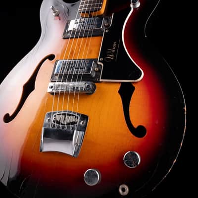 Vintage Wilson Semi-Hollow Electric Guitar Sunburst with Gig Bag image 6