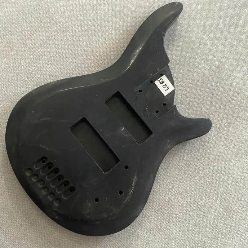 Black 6 String Electric Bass Basswood Body image 1