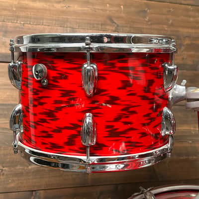 1960s Slingerland 4pc Drum Set Red Tiger Pearl 22/12/13/16 image 10