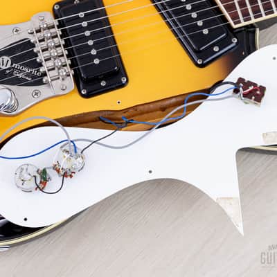 1990s Mosrite Ventures Model '63 Vintage Reissue Sidejack Sunburst w/ Vibramute & Case image 21