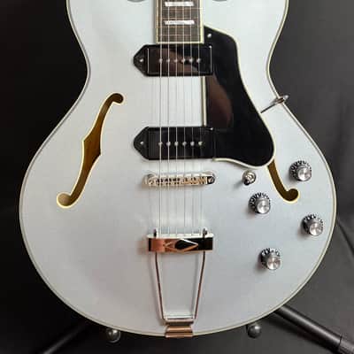 Eastman T64-T-IBM Thinline Hollowbody Electric Guitar Iced Blue Metallic w/ Gig Bag image 1