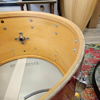 Ludwig Tri-Band Red & Gold Sparkle 3-ply Kit 22-16-12" Blue/Olive Badge image 8