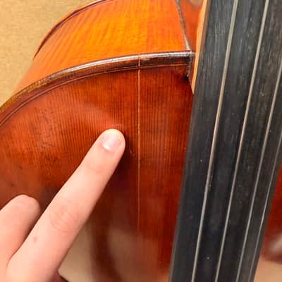 Gunter von Aue 4/4 Cello – German Made – Full Size – w/ Leather Case – Crack Repair Needed / Plays image 7