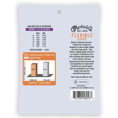 Martin MA130FX Authentic Flexible Core Acoustic Guitar String Set - Silk and Phosphor - Custom 11-48 image 2