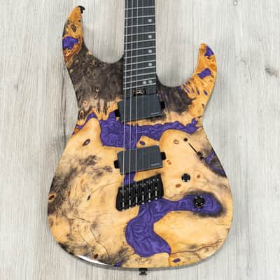 Legator Ninja X6F Multi-Scale Guitar, California Buckeye Burl, Fishman Fluence Pickups, Royal Purple image 1