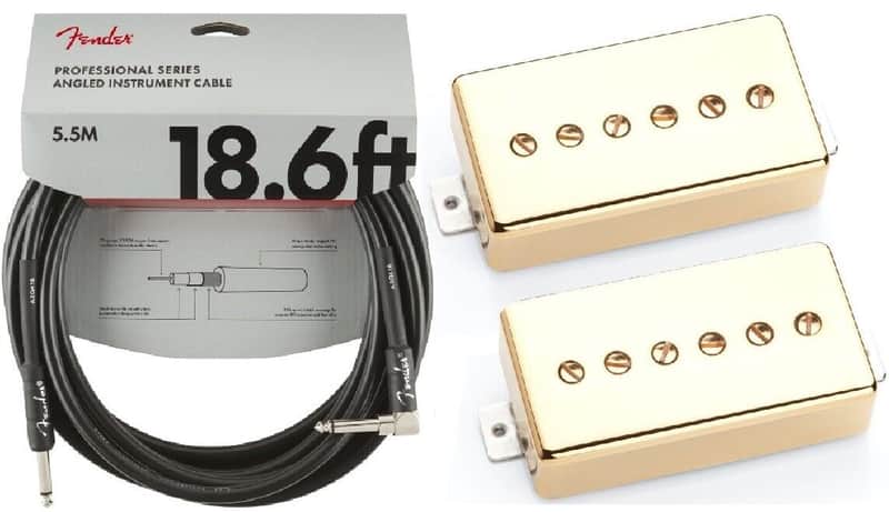 Seymour Duncan P90 Phat Cat SPH90-1b Bridge & SPH90-1n Neck Gold Pickup Set  ( FENDER 18FT CABLE  ) image 1