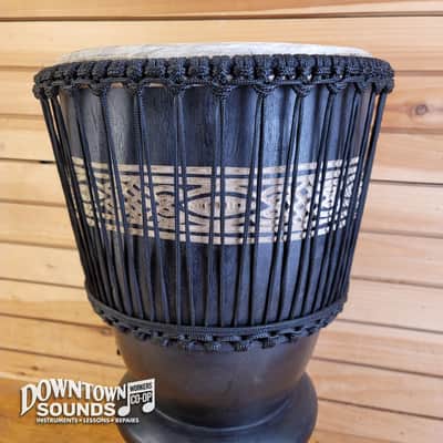 Made in Ghana 12” Hand-Made Premium Ghanaian Deluxe Djembe - All Solid Wood, Traditional Carvings, Rope-Tuned, Ornamental Lip Construction image 4
