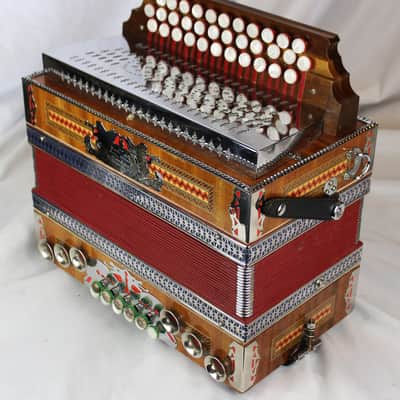 8313 - Alpine Matt Rote 3 Row Steirische Diatonic Button Accordion BbEbAb MMM 34 11 image 4
