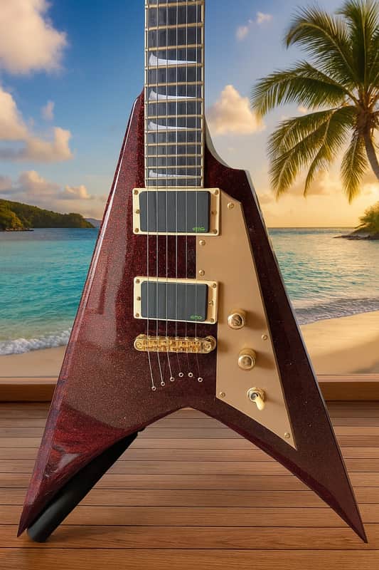 ESP LTD KH-V Red Sparkle – Kirk Hammett Signature | EMG Bone Breakers | ESP Deluxe Case image 1