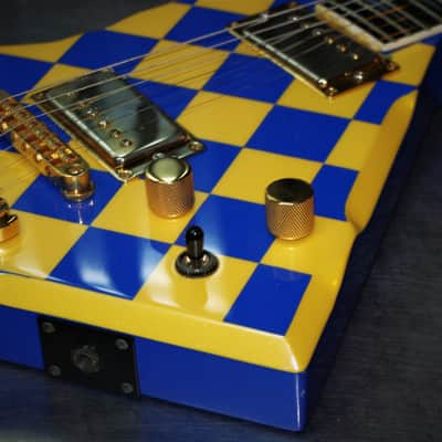 Robin Wedge 1987 Custom.  One of a kind.  Blue Yellow Checkerboard finish. Plays great. Rare. Cool+ image 14