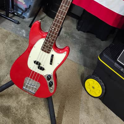 1966 Fender Mustang Bass- Dakota Red, good condition, w/ case image 3