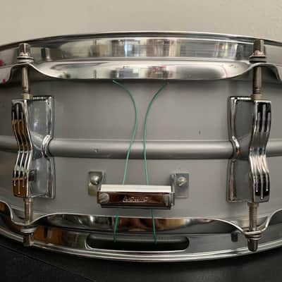 Ludwig L-404 Acrolite 5x14" 8-Lug Aluminum Snare Drum with Rounded Blue/Olive Badge 1979 - 1993 - Gray image 8