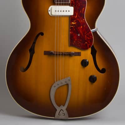 Guild  X-150 Arch Top Hollow Body Electric Guitar (1957), ser. #4462, original brown hard shell case. image 3