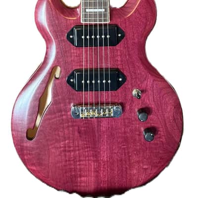 Custom Carved Top Semi Hollow 335 \ 339 \ 330 style with a Brazilian Flamed Purple heart wood top, Custom wound pickups - Roasted maple neck image 4