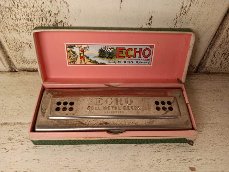 Hohner 56/96 Echo Harp Tremolo Harmonica - Key of C & G 2010s - Silver image 1