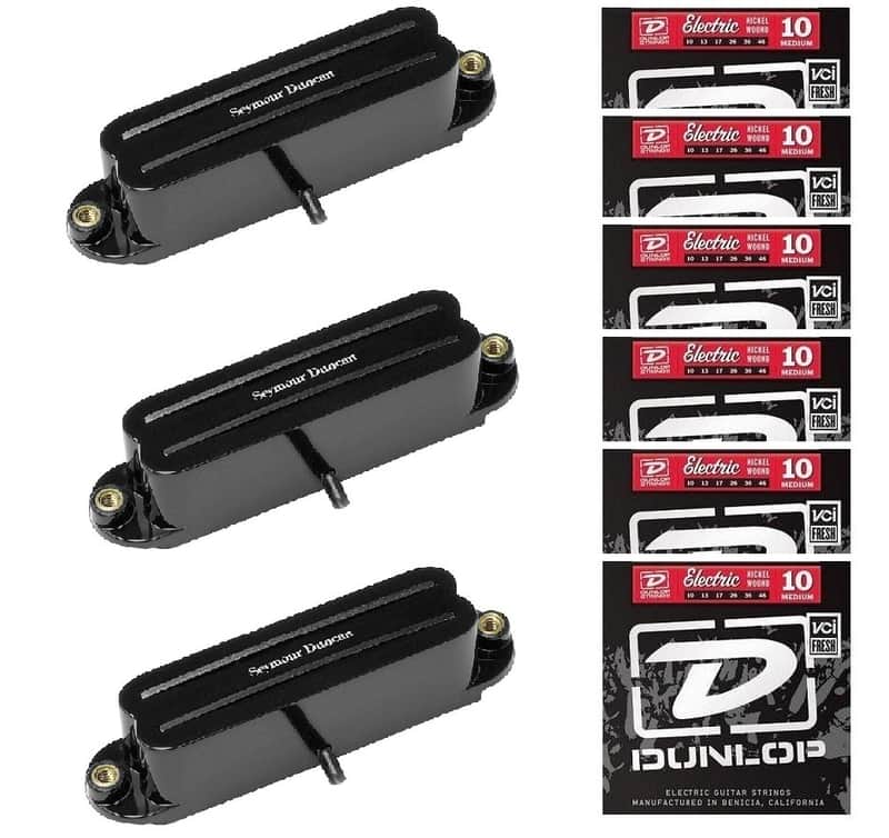 Seymour Duncan SHR-1 Hot Rails Set Black Single Coil Strat Pickups (6 STRING SETS) SHR1b & 2- SHR-1n image 1