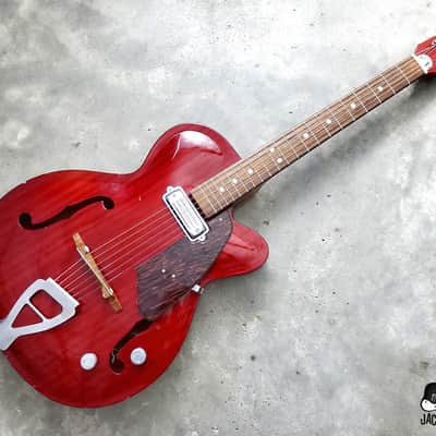 RARE Julio Giulietti  Model A2 Italian Semi-Hollow Jazzbox Electric Guitar w/ OHSC! (1962, Cherry) image 2
