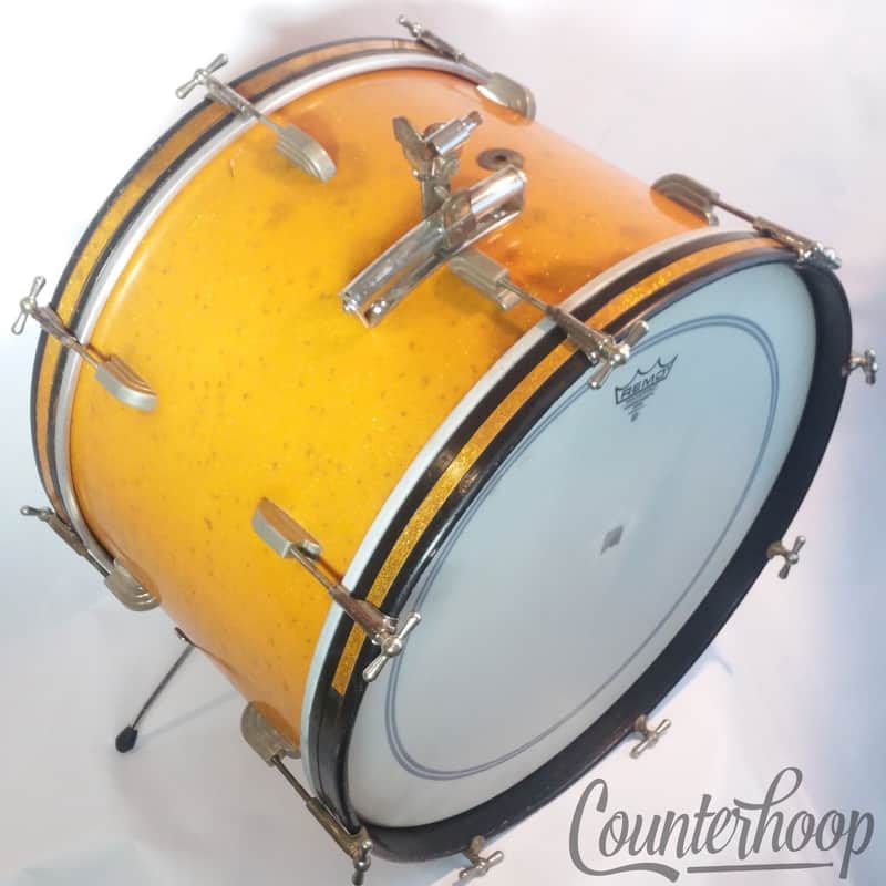 Leedy&Ludwig 22x14" Bass Drum Gold Sparkle Vintage 50s Nickel Rail Mount Elkhart image 1