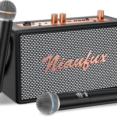 Retro Bluetooth Karaoke Machine – Dual Wireless Mics, Vintage Style, All-in-One Portable Sound System image 2
