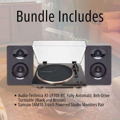 Audio-Technica AT-LP70X-BZ Fully Auto Belt-Drive Turntable & Studio Monitors image 6