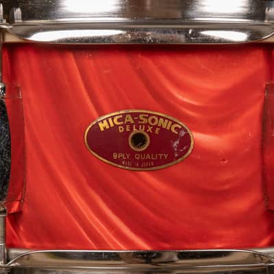 Vintage Mica-Sonic MIJ Red Satin Flame Drum Set image 2