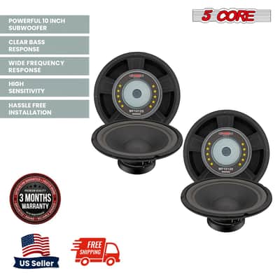 5 Core 10 Inch Subwoofer pair 600W Car Audio Sub Woofer 4 Ohm w Deep Bass Replacement Loud Speaker image 2
