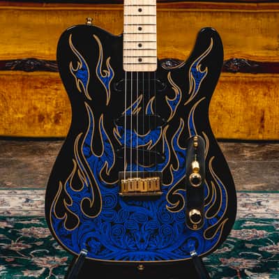 2022 Fender James Burton Telecaster Electric Guitar, Blue Paisley Flames w/OHSC - Used image 1
