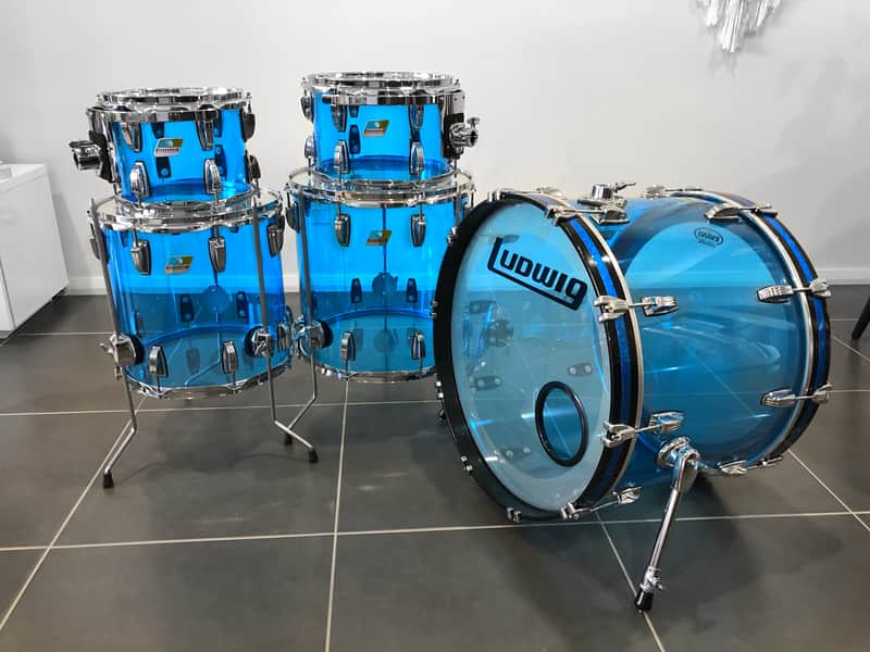 Ludwig Blue Vistalite Drums 10, 12, 14, 16, 22 image 1