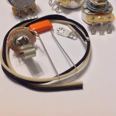 Wiring Harness Kit For Jazz Bass Solid CTS Pots .022uf 225P Sprague Orange Drop image 1