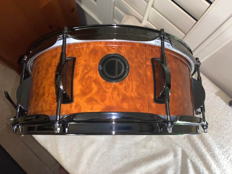 OCD Optimum Custom Drums 5.5x14 Birch/Mahogany shell Exotic Veneer High Gloss Finish Inde Throw Off image 1