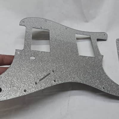 Platinum Silver Sparkle Glitter HXH HH pickguard + trem cover set Fits Fender Strat Stratocaster image 2