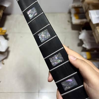 AAAA Reversed 22fret Ebony Abalone inlay Roasted Flame Maple guitar neck part image 2