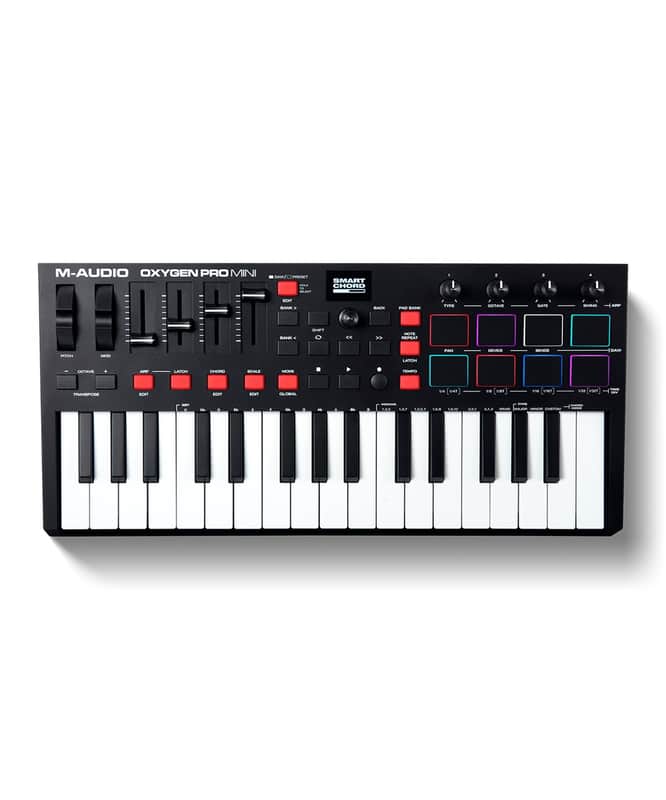 M-Audio Oxygen Pro Mini Powerful, 32-Mini-key USB MIDI Controller with Smart Controls and Auto-mapping image 1