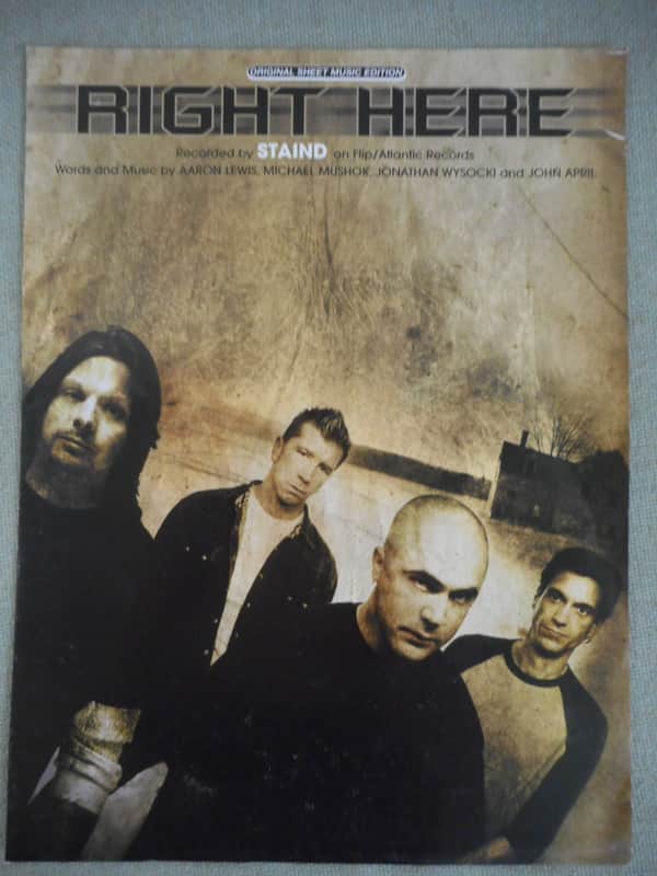 Staind "Right Here" Original Sheet Music 2005 image 1