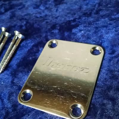 Ibanez neck plate chrome w/screws standard size image 1