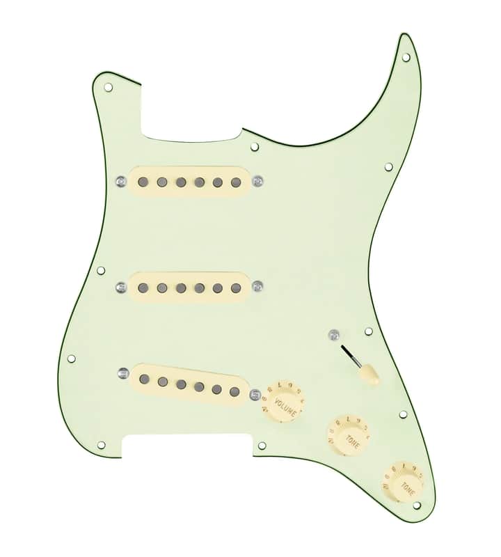 920D Custom Vintage American Loaded Pickguard for Strat With Aged White Pickups, Mint Green Pickguard, and S7W Wiring Harness image 1