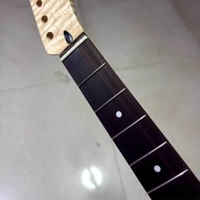 22Frets Natural color Flame Maple Electric guitar Neck Rosewood DIY gloss parts image 1