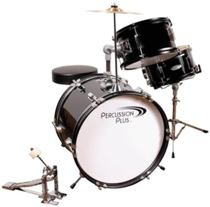 Percussion Plus 3pc Junior Complete Drum Set - Metallic Black image 1