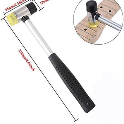 6 Pack Guitar Luthier Tool Kit Include Guitar Fret Crowning File, Double Headed Guitar Bass Fret Wire Rubber Hammer, Stainless Steel Fret Rocker, 2 Fingerboard Guards Protectors and Grinding image 3