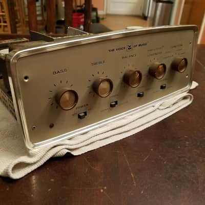 Voice of Music 30 Watt Stereo EL84 tube amp hifi V-M VM 1428 1963 - brown and gold image 1