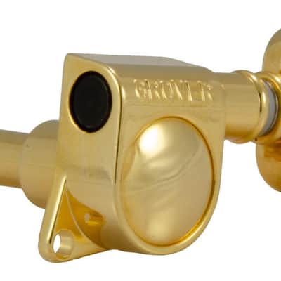 GROVER 406G Mini Locking Rotomatics with Round Button - Guitar Machine Heads, 3 + 3 - Gold image 2