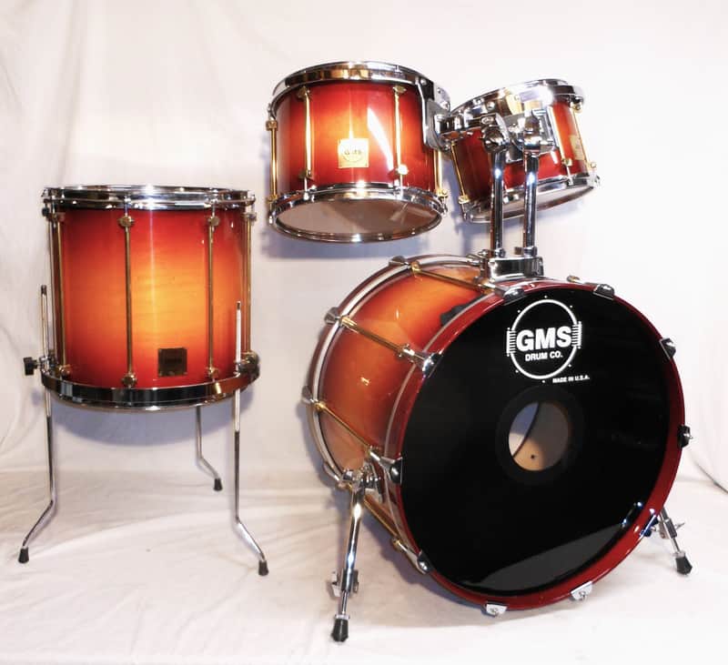 Vintage 1993 GMS Grand Master Series Drumset Cherry Sunburst Lacquer 22",14",12",10" image 1