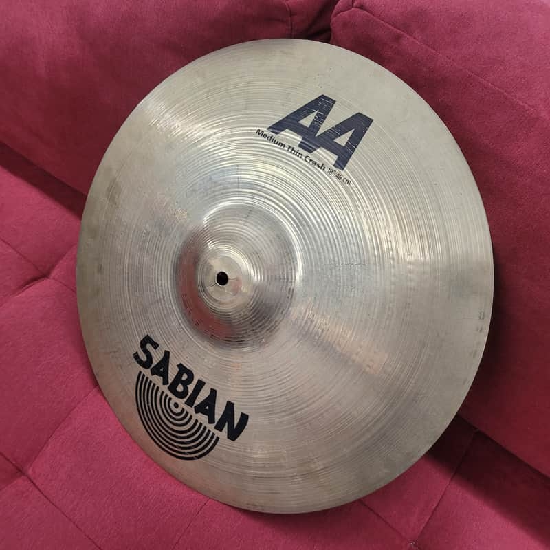 Sabian 18" AA Medium Thin Crash Cymbal Cracked Bell - Brilliant image 1