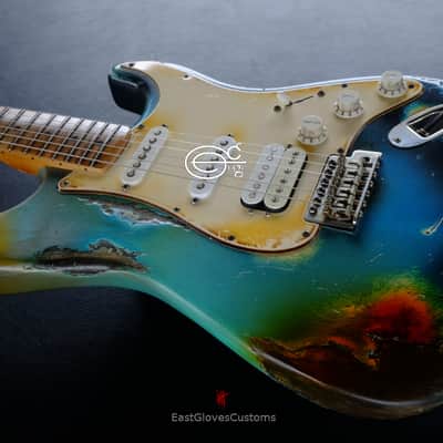 Fender Stratocaster HSS Galaxy Blue Aged Relic by East Gloves Customs (RARE) image 8