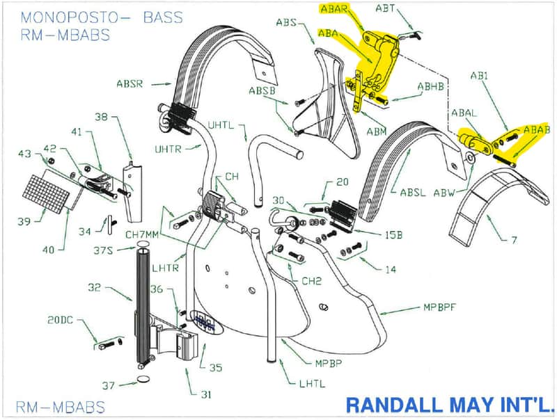 RANDALL MAY RM-ABS-ARM ARTICULATING ARM W/RIGHT & LEFT AXELS FOR ABS (OLD STYLE) image 1