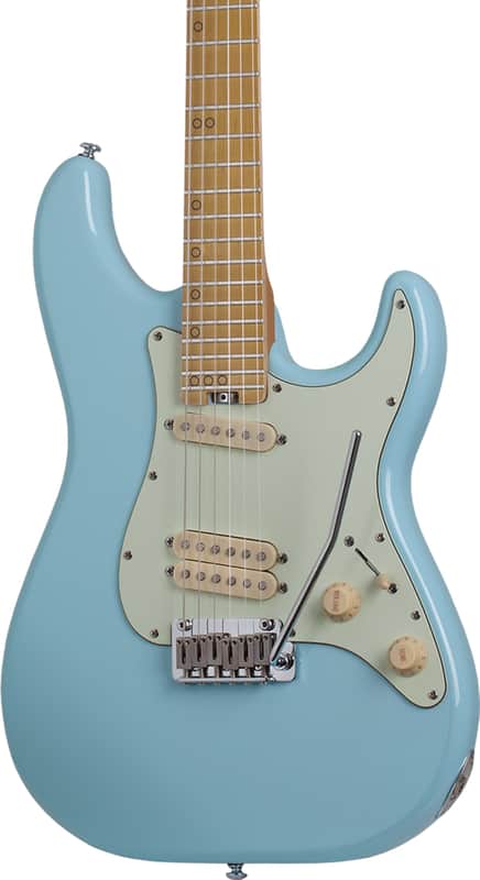Schecter MV-6 Electric Guitar, Maple Fingerboard, Sonic Blue image 1
