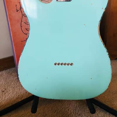 MJT/Fender Telecaster Esquire Aged Surf Green Nitro over 3-tone Sunburst image 10