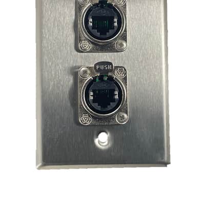 PROCRAFT SPL-2RJ45-SS 1 Gang Stainless Steel Wall Plate Loaded w/ 2) ProCraft RJ45 Feed/Pass Thru image 1