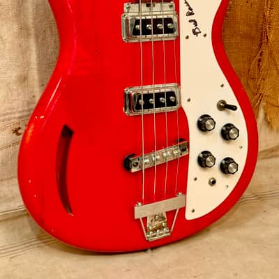 Kustom K-200 Bass Guitar 1968 - Transparent Red image 6